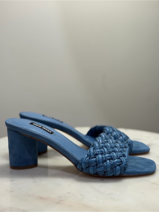 Nine West Shoes - Nine West Dusty Blue Braided Block Heel Mules